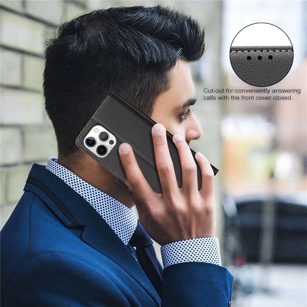 BINFEN COLOR BF32 For iPhone 12 / 12 Pro Phone Case Litchi Texture RFID Blocking Leather Phone Cover