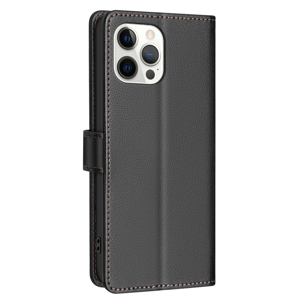 BINFEN COLOR BF32 For iPhone 12 / 12 Pro Phone Case Litchi Texture RFID Blocking Leather Phone Cover