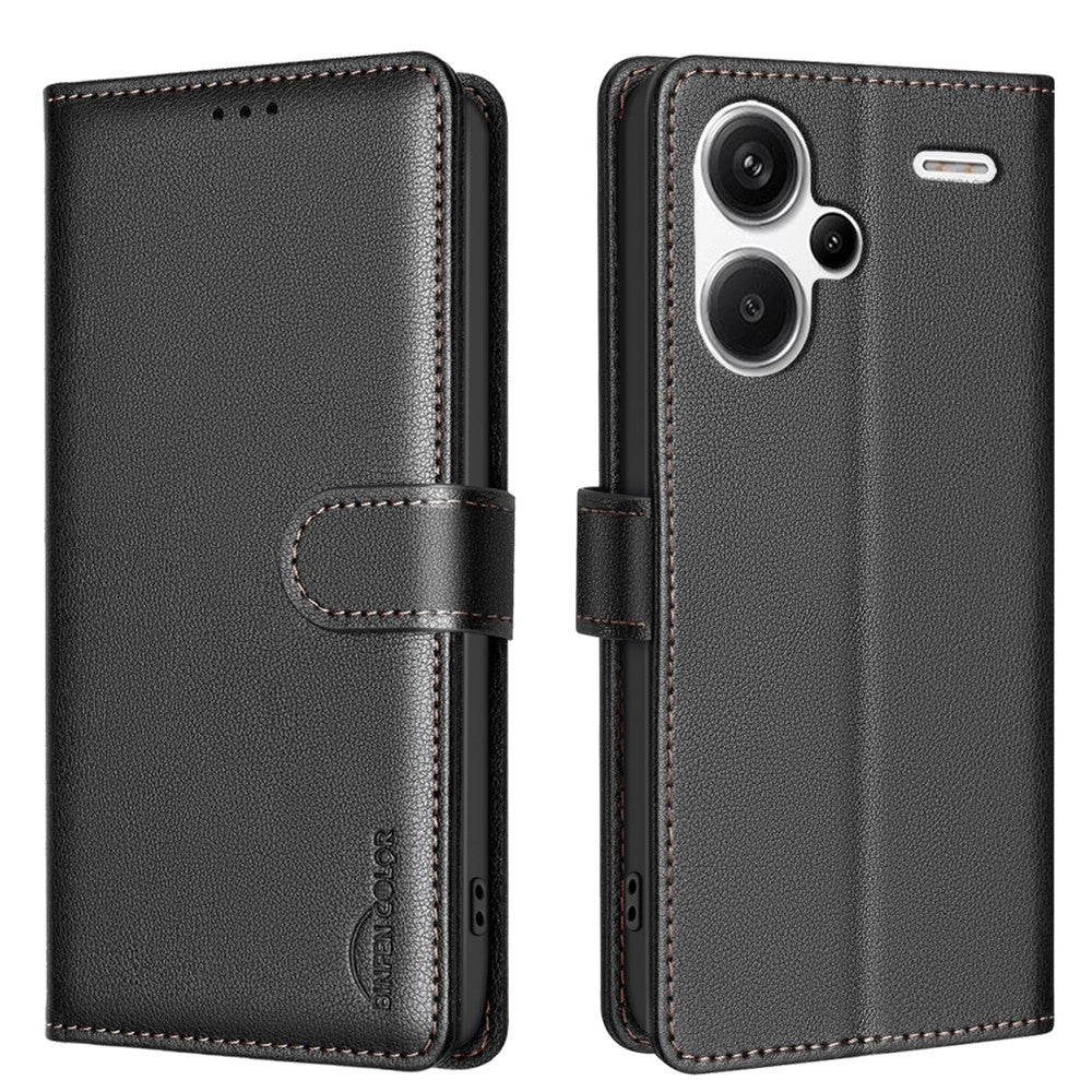 BINFEN COLOR BF32 For Xiaomi Redmi Note 13 Pro+ 5G Litchi Texture Flip Case Leather Phone Cover