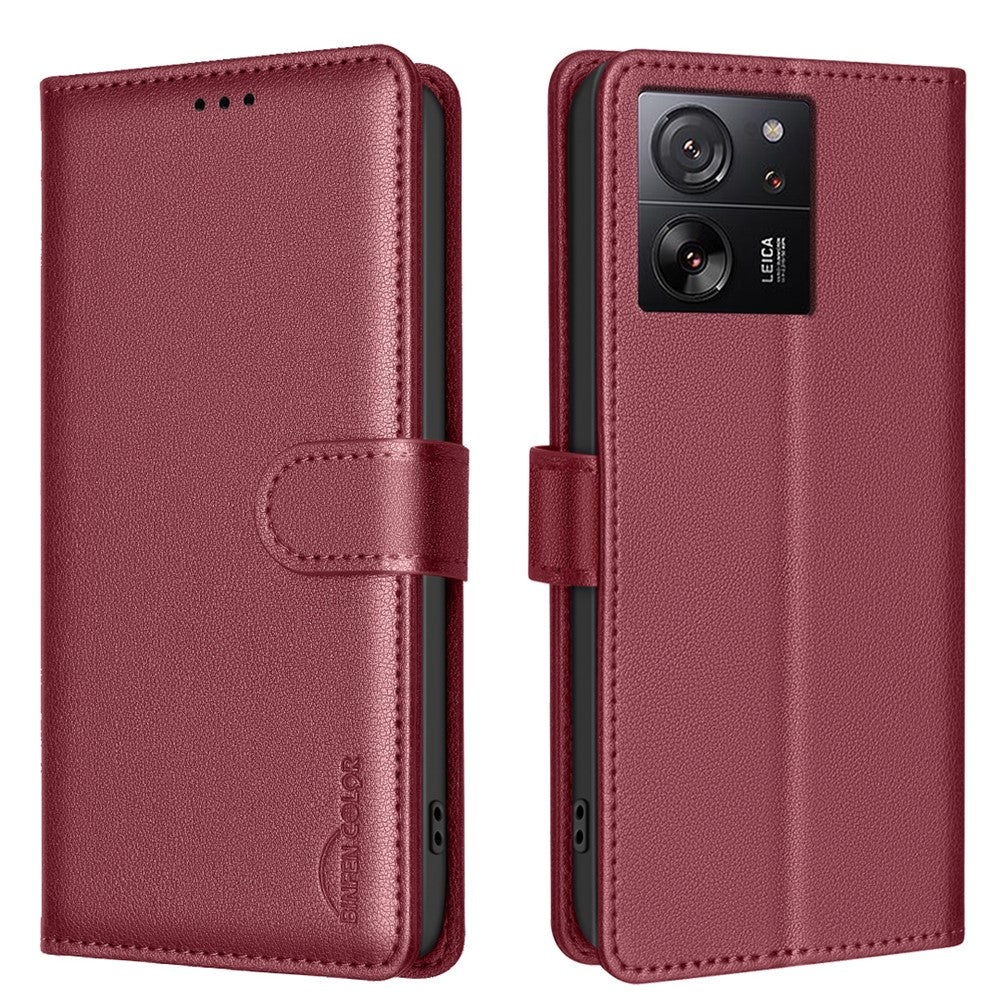BINFEN COLOR BF32 For Xiaomi 13T / 13T Pro / Redmi K60 Ultra Leather Case RFID Blocking Card Slots