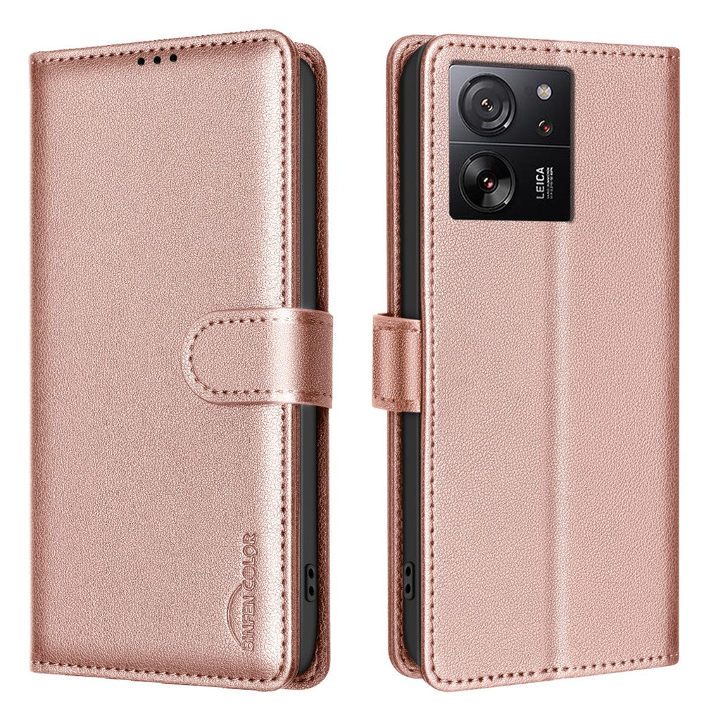 BINFEN COLOR BF32 For Xiaomi 13T / 13T Pro / Redmi K60 Ultra Leather Case RFID Blocking Card Slots