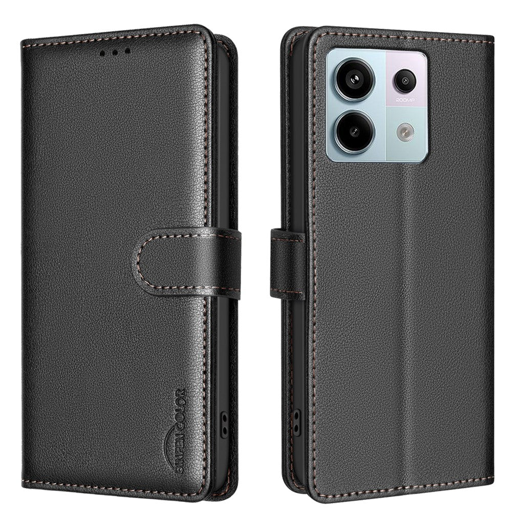 BINFEN COLOR BF32 For Xiaomi Redmi Note 13 Pro 4G Phone Case Litchi Texture RFID Blocking Leather Phone Cover