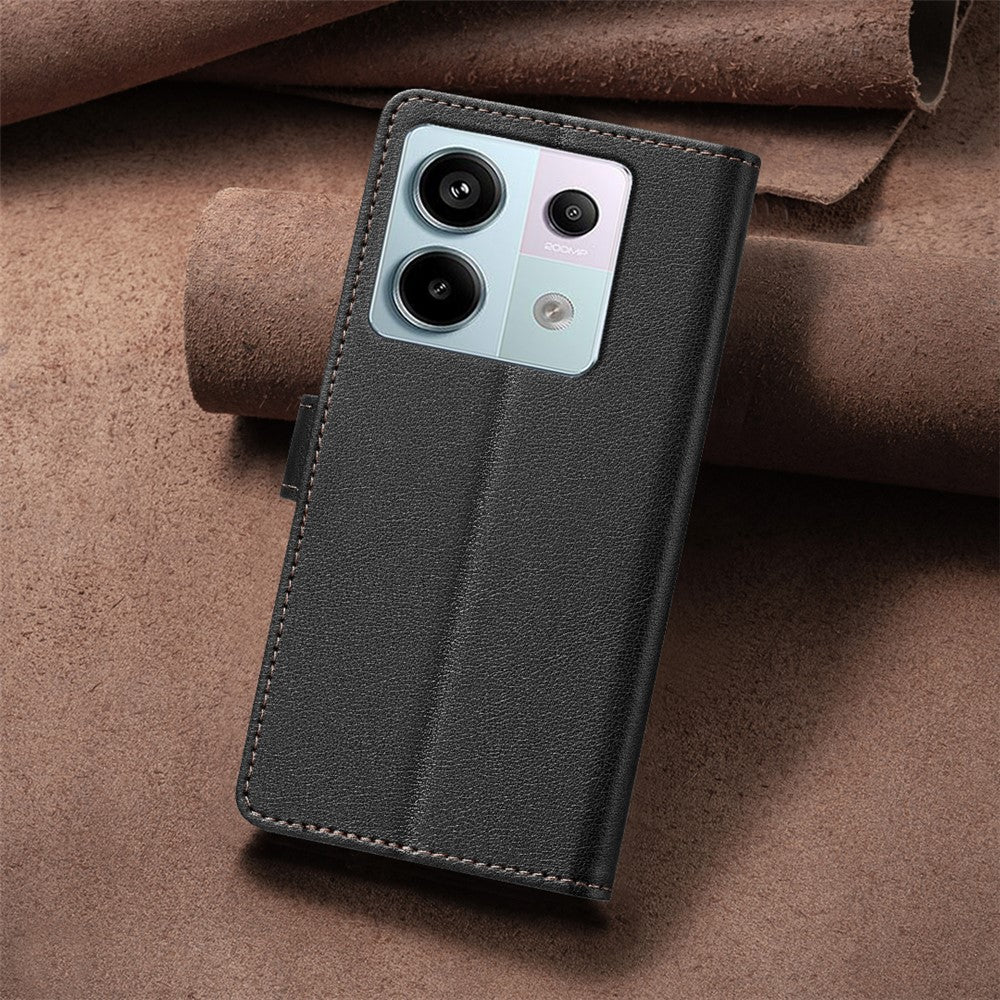 BINFEN COLOR BF32 For Xiaomi Redmi Note 13 Pro 4G Phone Case Litchi Texture RFID Blocking Leather Phone Cover