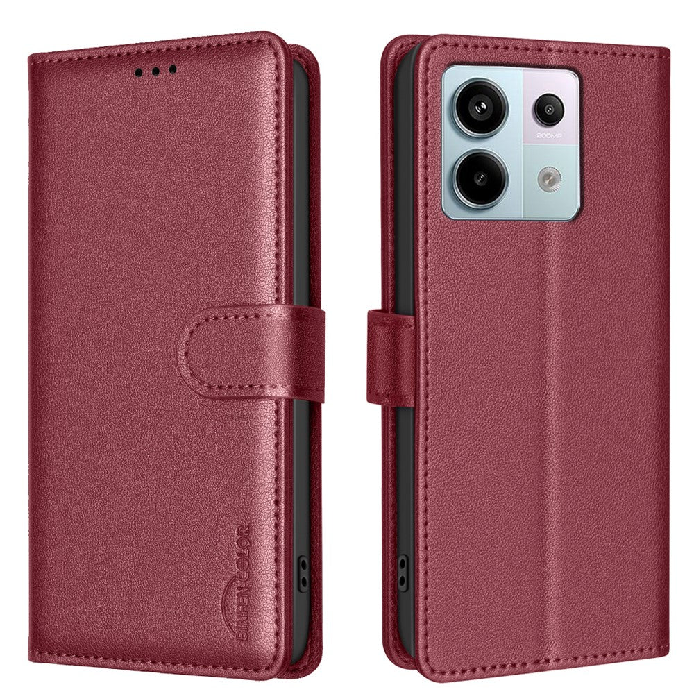 BINFEN COLOR BF32 For Xiaomi Redmi Note 13 Pro 4G Phone Case Litchi Texture RFID Blocking Leather Phone Cover