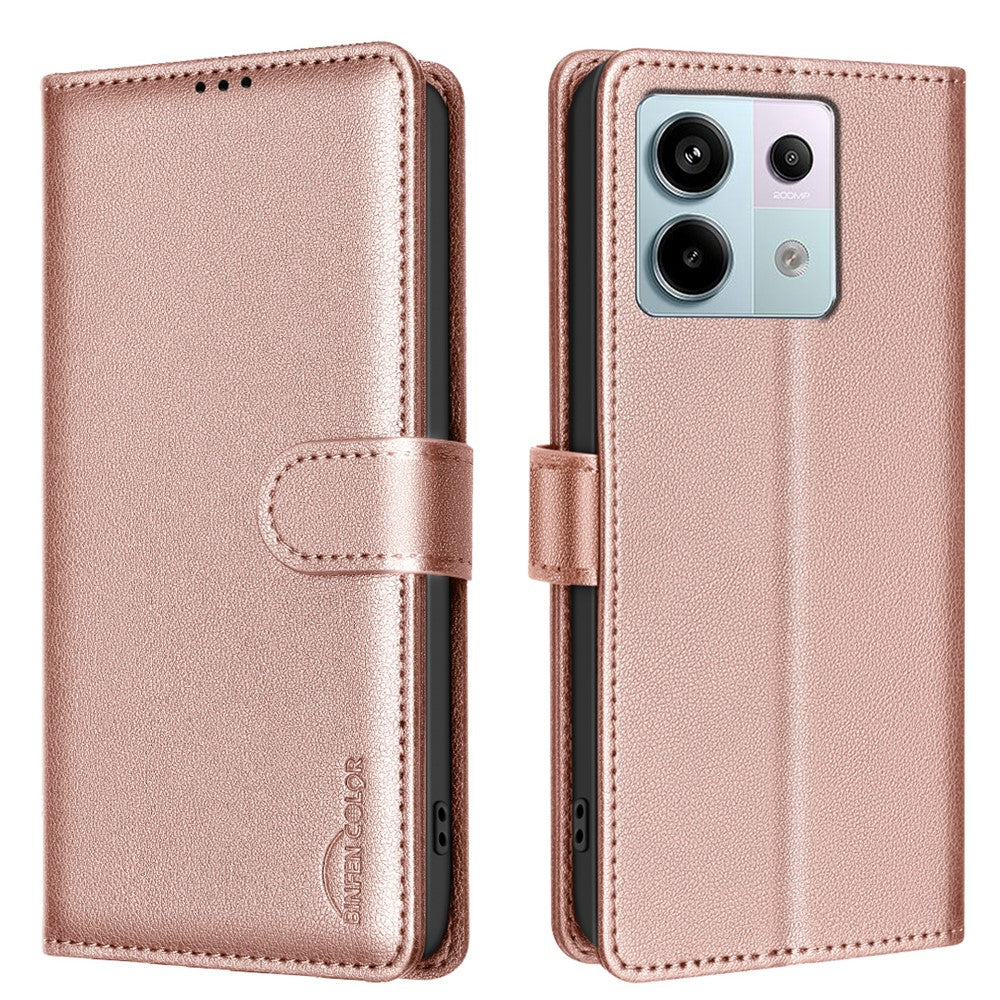 BINFEN COLOR BF32 For Xiaomi Redmi Note 13 Pro 4G Phone Case Litchi Texture RFID Blocking Leather Phone Cover
