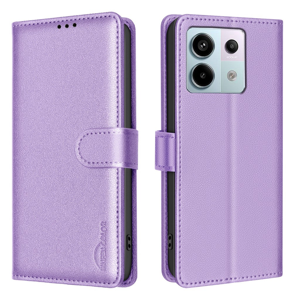BINFEN COLOR BF32 For Xiaomi Redmi Note 13 Pro 4G Phone Case Litchi Texture RFID Blocking Leather Phone Cover
