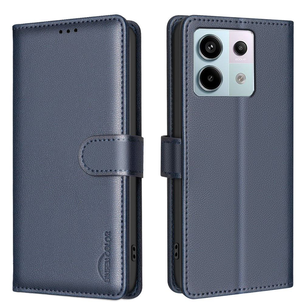 BINFEN COLOR BF32 For Xiaomi Redmi Note 13 Pro 4G Phone Case Litchi Texture RFID Blocking Leather Phone Cover