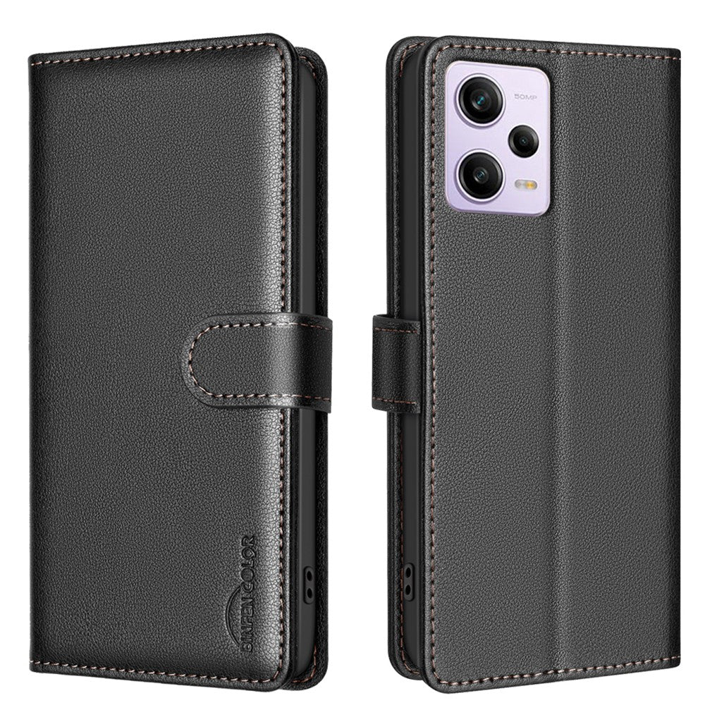 BINFEN COLOR BF32 For Xiaomi Poco X5 Pro 5G / Redmi Note 12 Pro 5G / Note 12 Pro Speed 5G Phone Case Litchi Texture Leather Cover