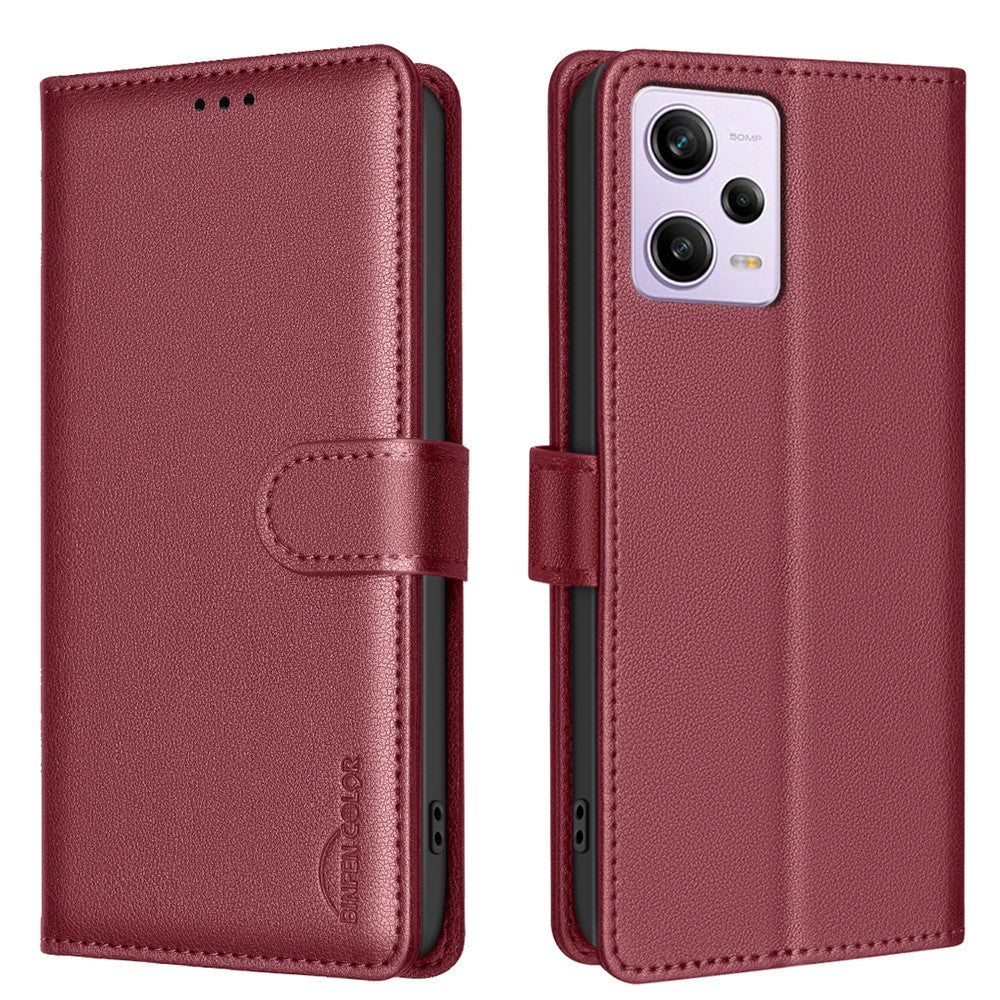 BINFEN COLOR BF32 För Xiaomi Poco X5 Pro 5G / Redmi Note 12 Pro 5G / Note 12 Pro Speed 5G mobilskal Litchi Texture Läderfodral