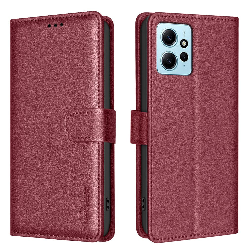 BINFEN COLOR BF32 For Xiaomi Redmi Note 12 4G Cell Phone Case RFID Blocking Leather Phone Stand Cover
