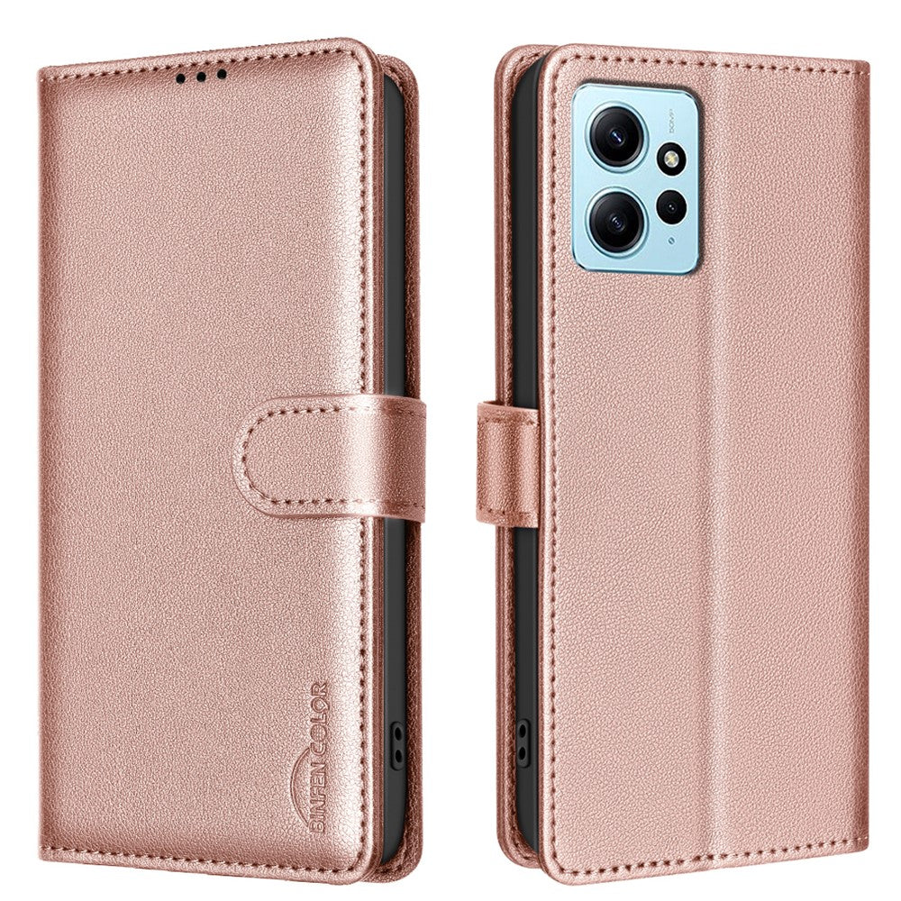 BINFEN COLOR BF32 För Xiaomi Redmi Note 12 4G Mobilskal RFID-blockerande Läderfodral för mobil