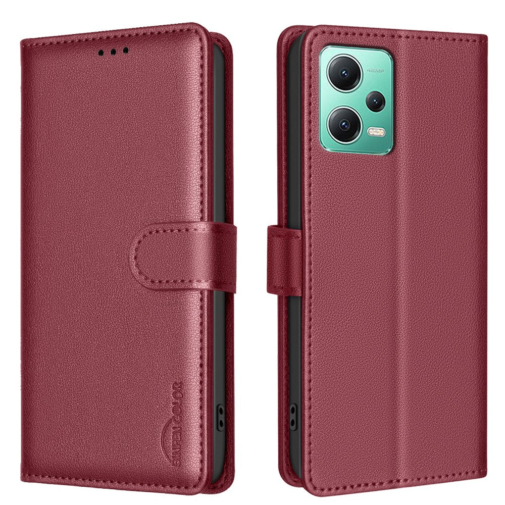 BINFEN COLOR BF32 För Xiaomi Redmi Note 12 5G (Global) / (Kina) / (Indien) / Poco X5 5G Flipfodral i läder, mobilfodral