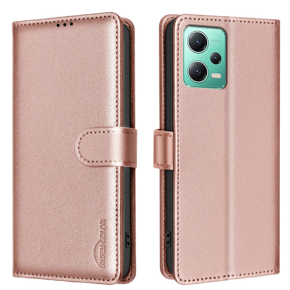 BINFEN COLOR BF32 För Xiaomi Redmi Note 12 5G (Global) / (Kina) / (Indien) / Poco X5 5G Flipfodral i läder, mobilfodral