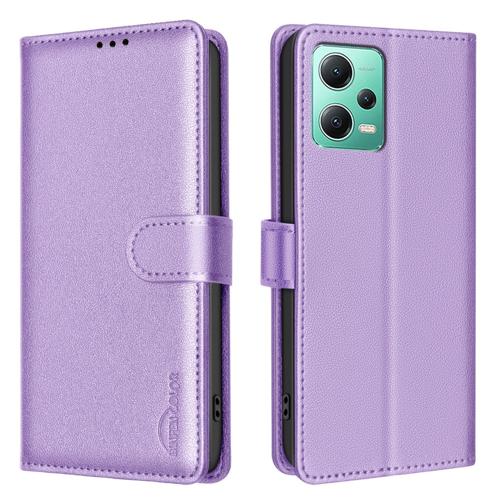 BINFEN COLOR BF32 För Xiaomi Redmi Note 12 5G (Global) / (Kina) / (Indien) / Poco X5 5G Flipfodral i läder, mobilfodral