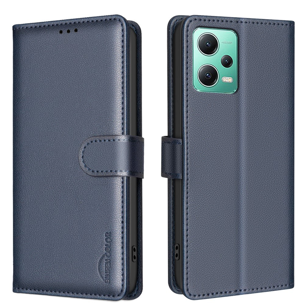 BINFEN COLOR BF32 För Xiaomi Redmi Note 12 5G (Global) / (Kina) / (Indien) / Poco X5 5G Flipfodral i läder, mobilfodral