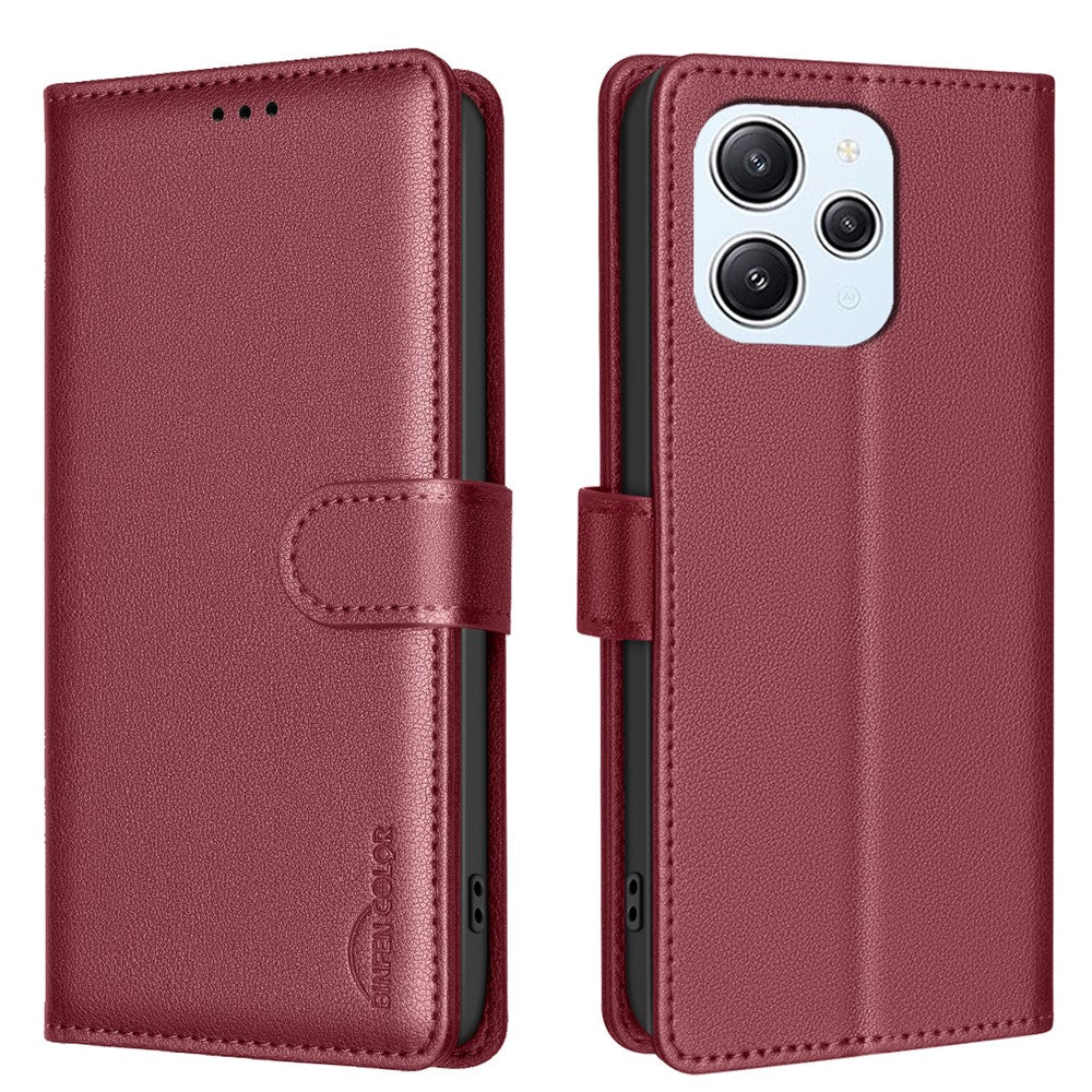 BINFEN COLOR BF32 For Xiaomi Redmi 12 4G Case RFID Blocking Leather Flip Stand Phone Cover