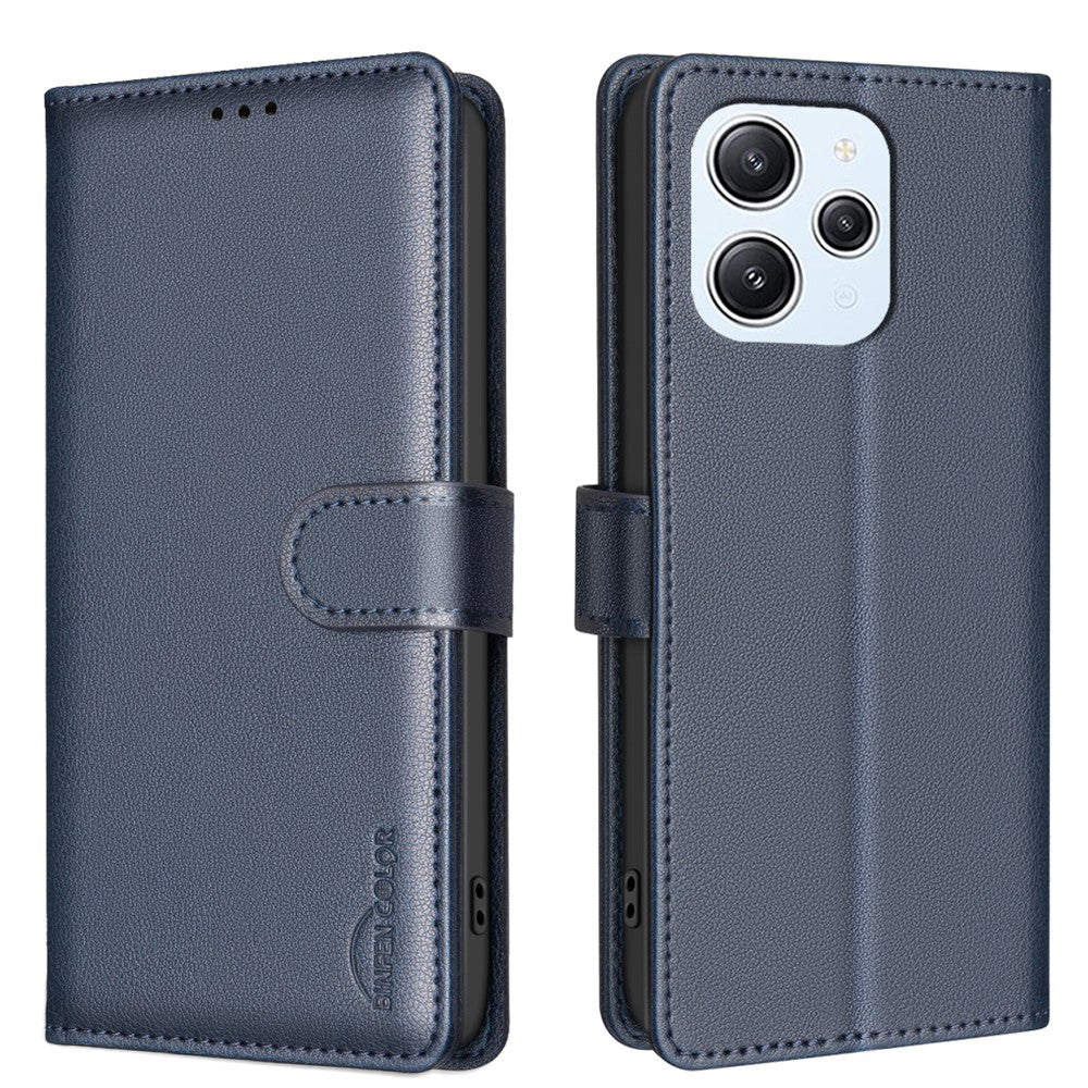BINFEN COLOR BF32 For Xiaomi Redmi 12 4G Case RFID Blocking Leather Flip Stand Phone Cover