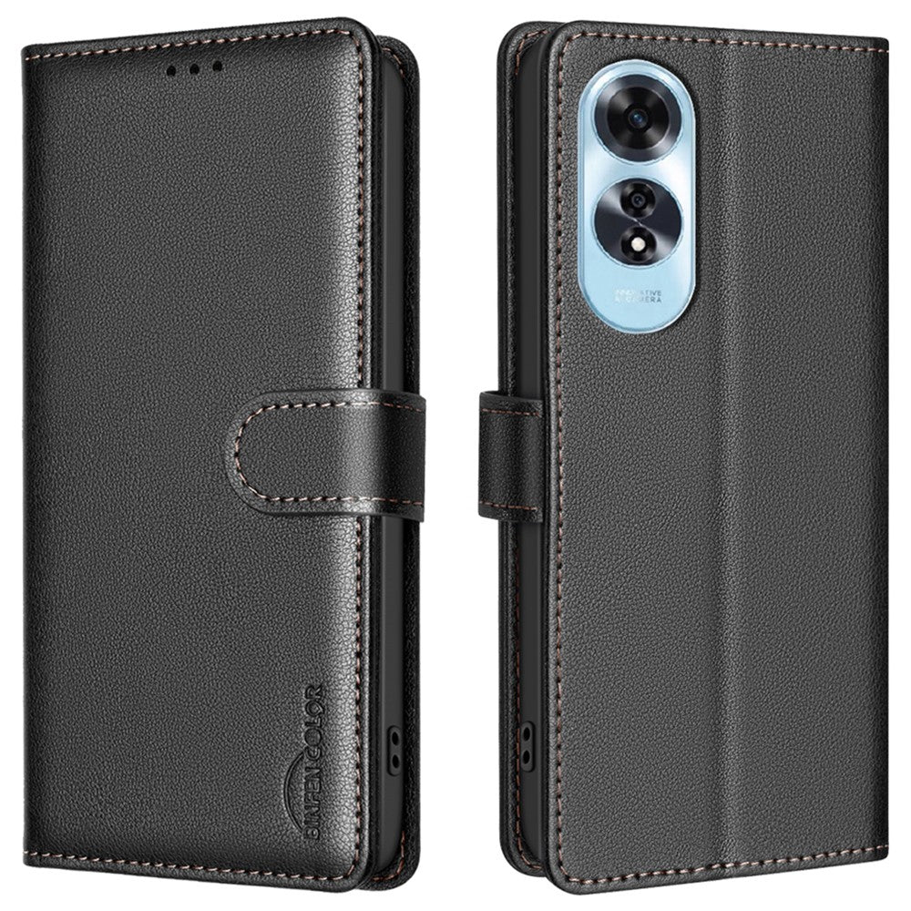 BINFEN COLOR BF32 For Oppo A60 4G Phone Case Litchi Texture RFID Blocking Leather Phone Cover