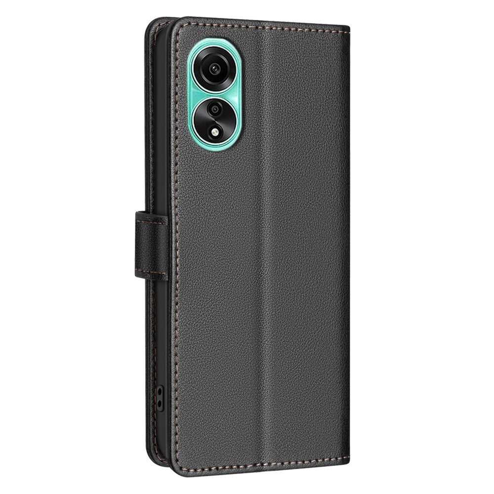 BINFEN COLOR BF32 PU Leather Phone Shell for Oppo A78 4G Case Litchi Texture RFID Blocking Leather Cover