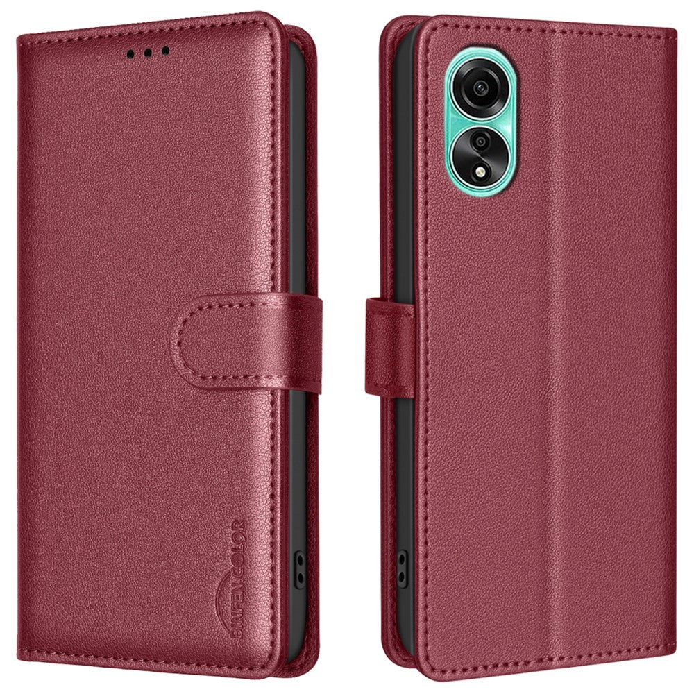 BINFEN COLOR BF32 PU Leather Phone Shell for Oppo A78 4G Case Litchi Texture RFID Blocking Leather Cover