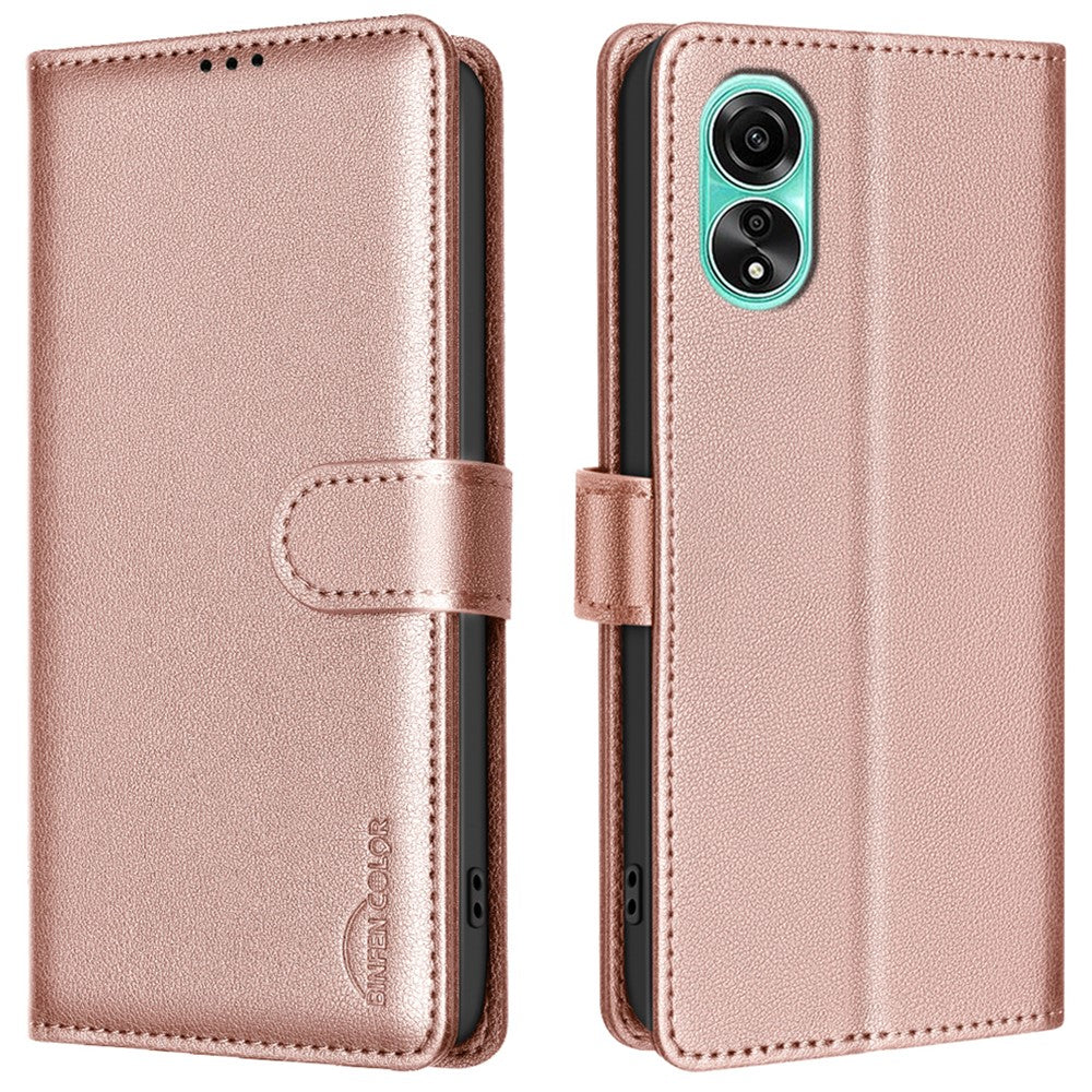 BINFEN COLOR BF32 PU Leather Phone Shell for Oppo A78 4G Case Litchi Texture RFID Blocking Leather Cover