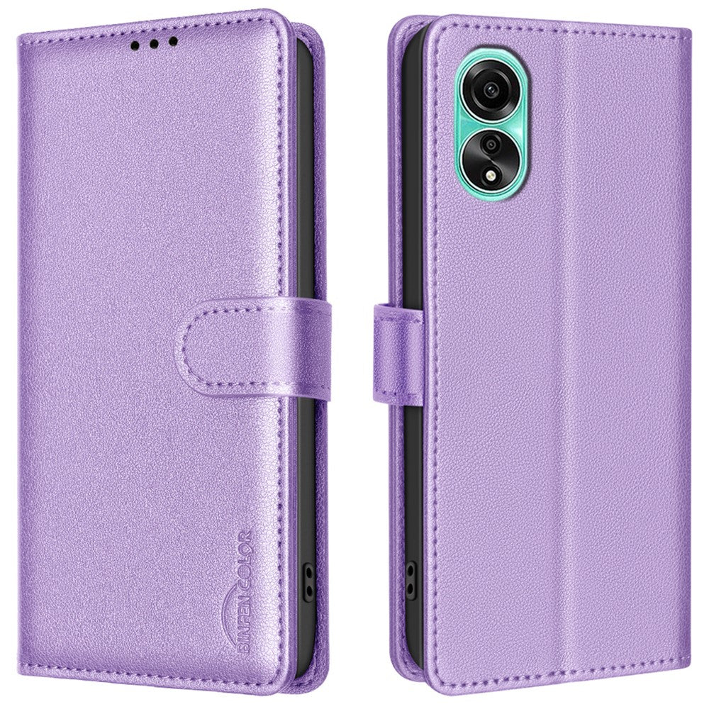 BINFEN COLOR BF32 PU Leather Phone Shell for Oppo A78 4G Case Litchi Texture RFID Blocking Leather Cover