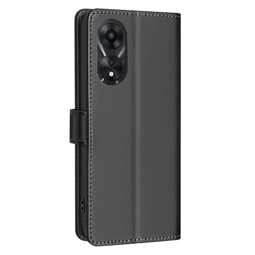 BINFEN COLOR BF32 For Oppo A78 5G Litchi Texture Leather Phone Cover Phone Stand Case with RFID Blocking