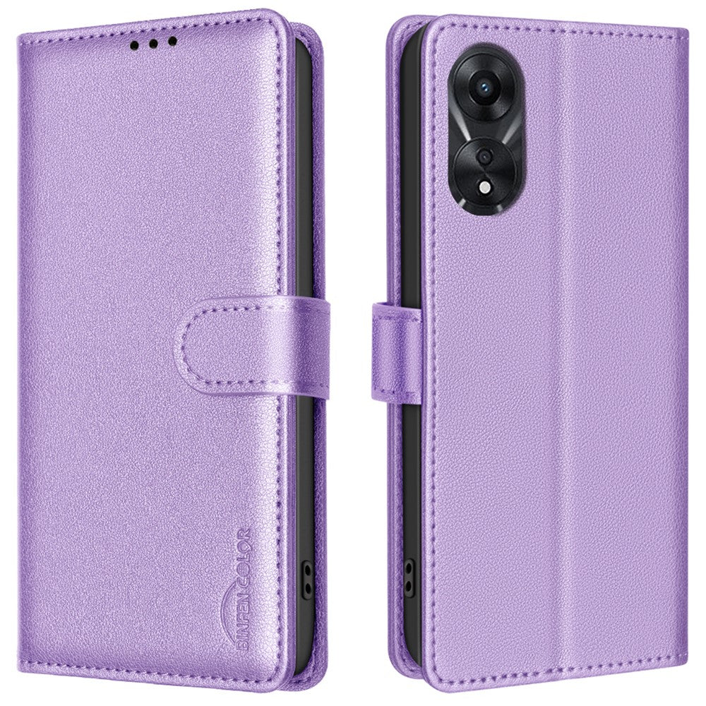 BINFEN COLOR BF32 For Oppo A78 5G Litchi Texture Leather Phone Cover Phone Stand Case with RFID Blocking