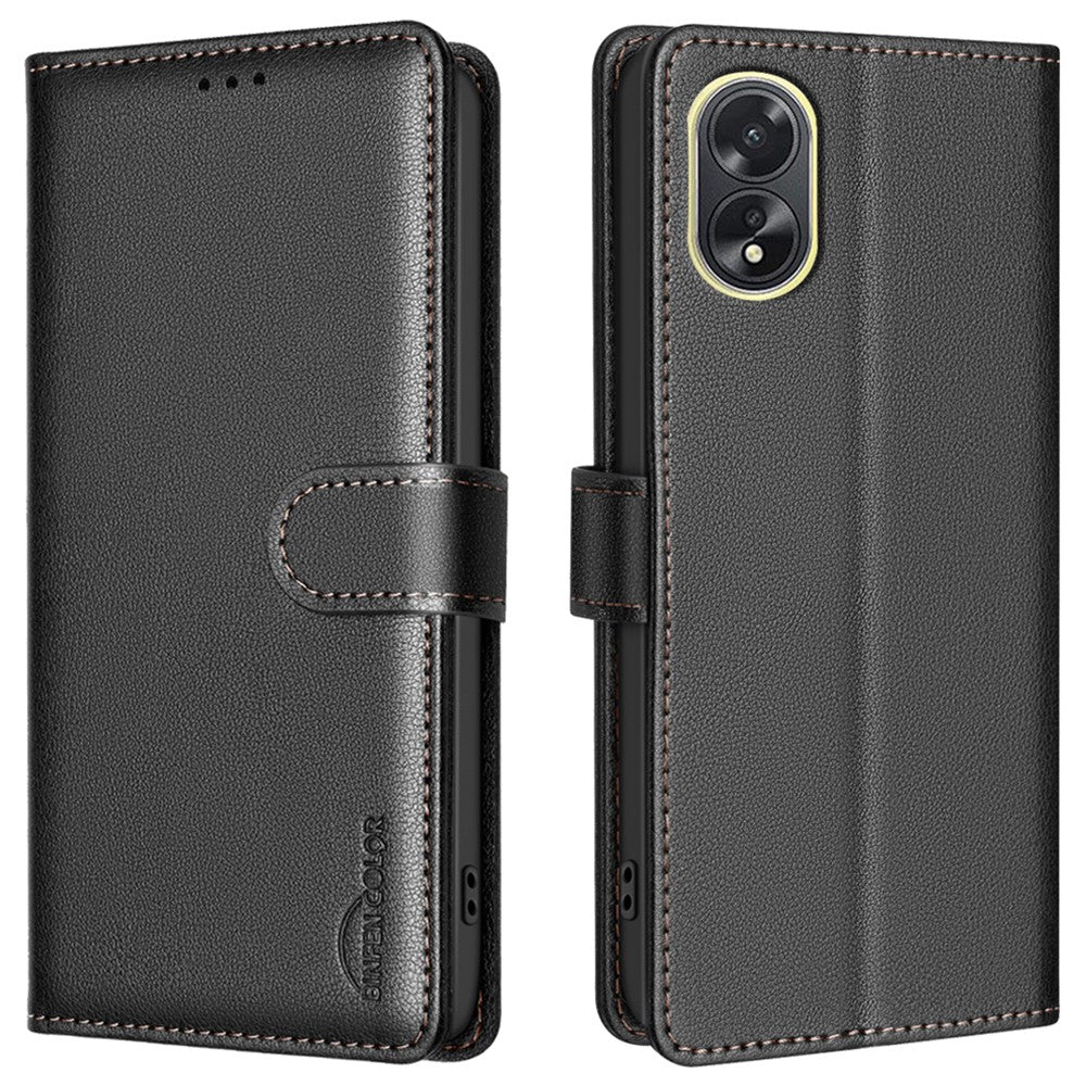 BINFEN COLOR BF32 For Oppo A38 4G / A18 4G RFID Blocking Phone Case Wallet Litchi Texture PU Leather Phone Cover