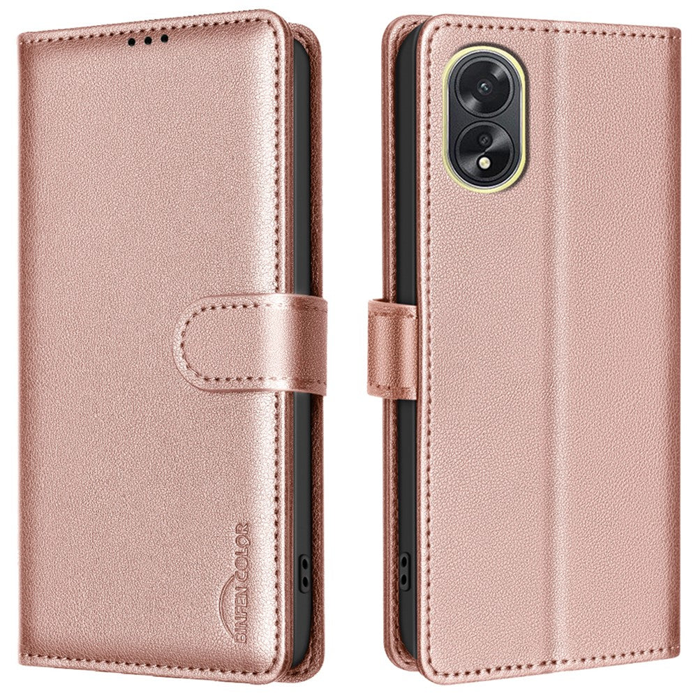 BINFEN COLOR BF32 For Oppo A38 4G / A18 4G RFID Blocking Phone Case Wallet Litchi Texture PU Leather Phone Cover