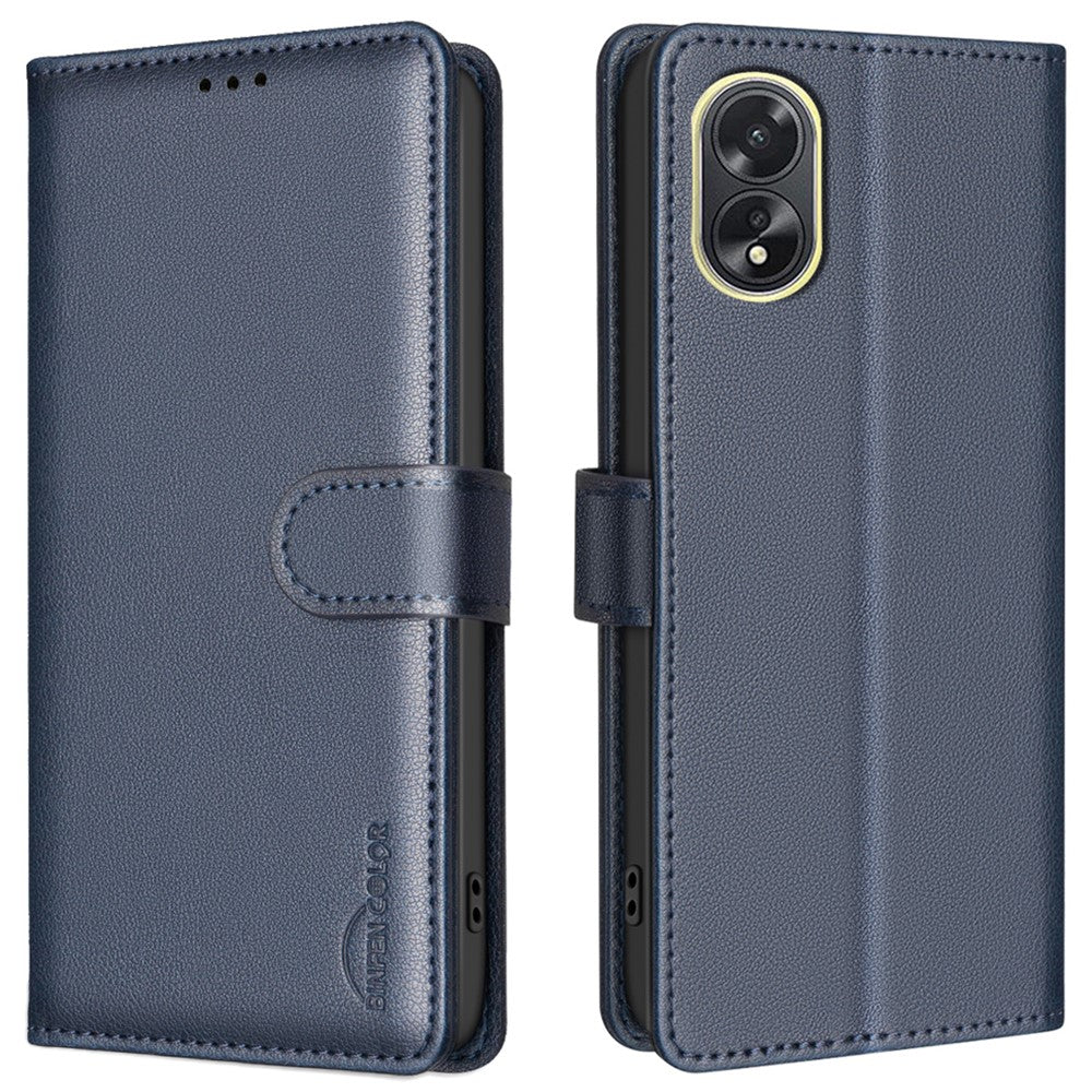 BINFEN COLOR BF32 For Oppo A38 4G / A18 4G RFID Blocking Phone Case Wallet Litchi Texture PU Leather Phone Cover