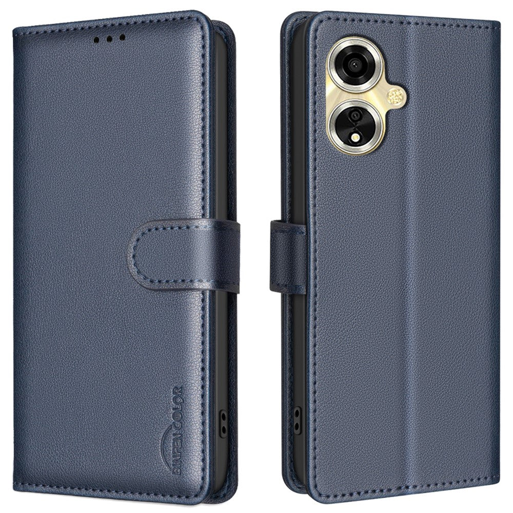 BINFEN COLOR BF32 For Oppo A59 5G Phone Case Litchi Texture RFID Blocking PU Leather Phone Cover