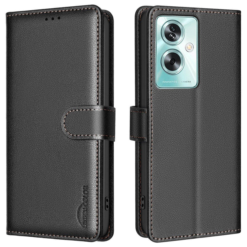 BINFEN COLOR BF32 PU Leather Phone Case for Oppo A79 5G Litchi Texture RFID Blocking Phone Cover