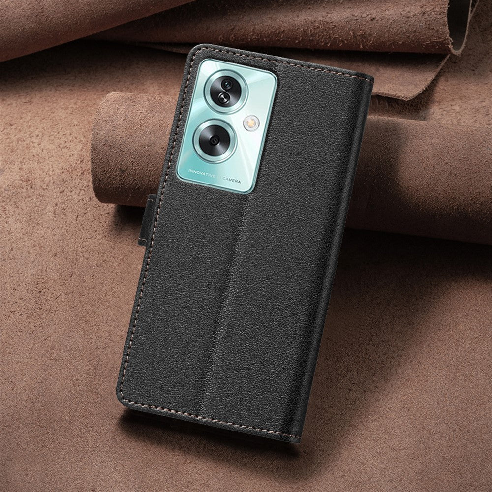 BINFEN COLOR BF32 PU Leather Phone Case for Oppo A79 5G Litchi Texture RFID Blocking Phone Cover