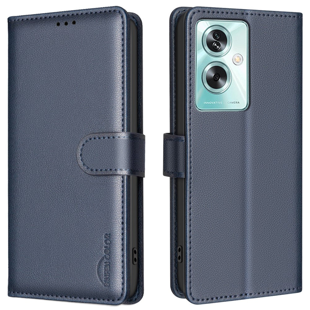 BINFEN COLOR BF32 PU Leather Phone Case for Oppo A79 5G Litchi Texture RFID Blocking Phone Cover