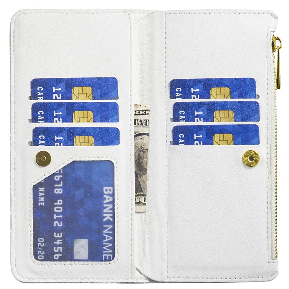 BINFEN COLOR BF Style-15 For iPhone 16 Plus Case Rhombus Imprint Zipper Wallet Leather Phone Cover
