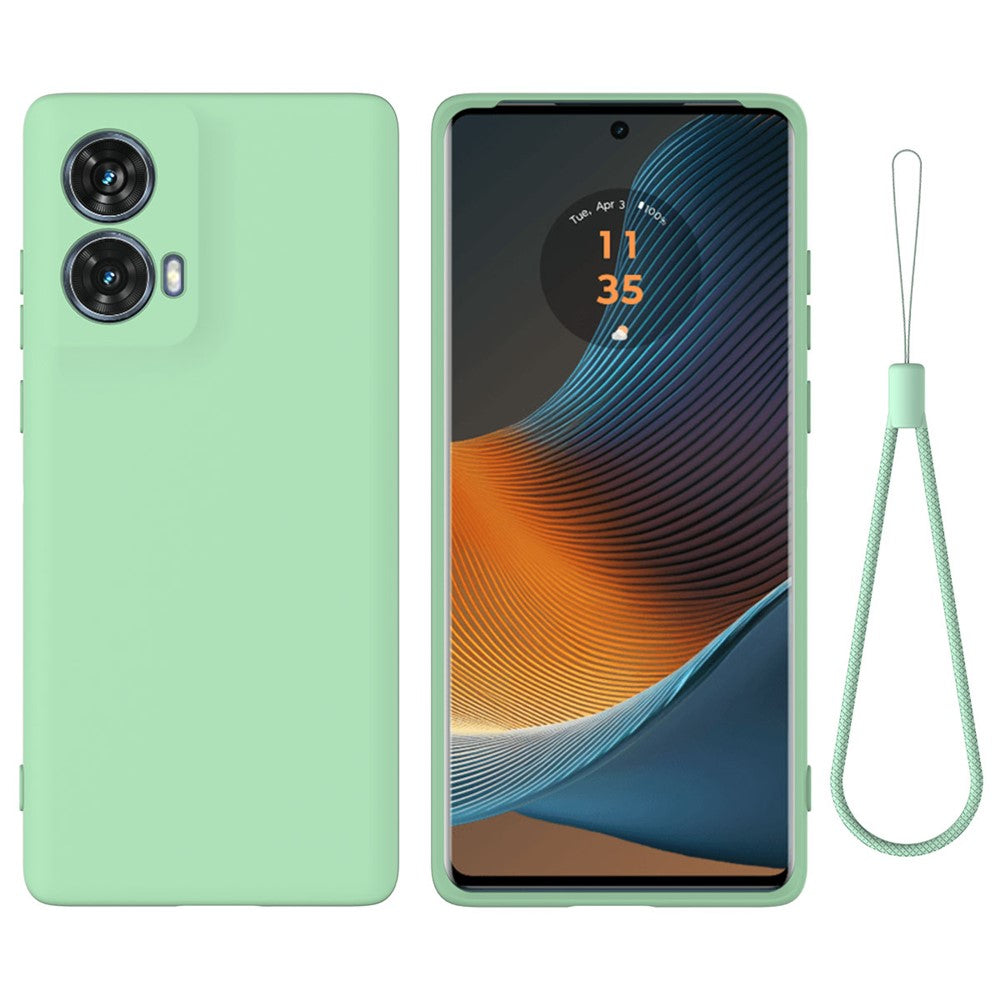Til Motorola Moto G85 5G / S50 Neo 5G cover med håndledsrem i flydende silikone