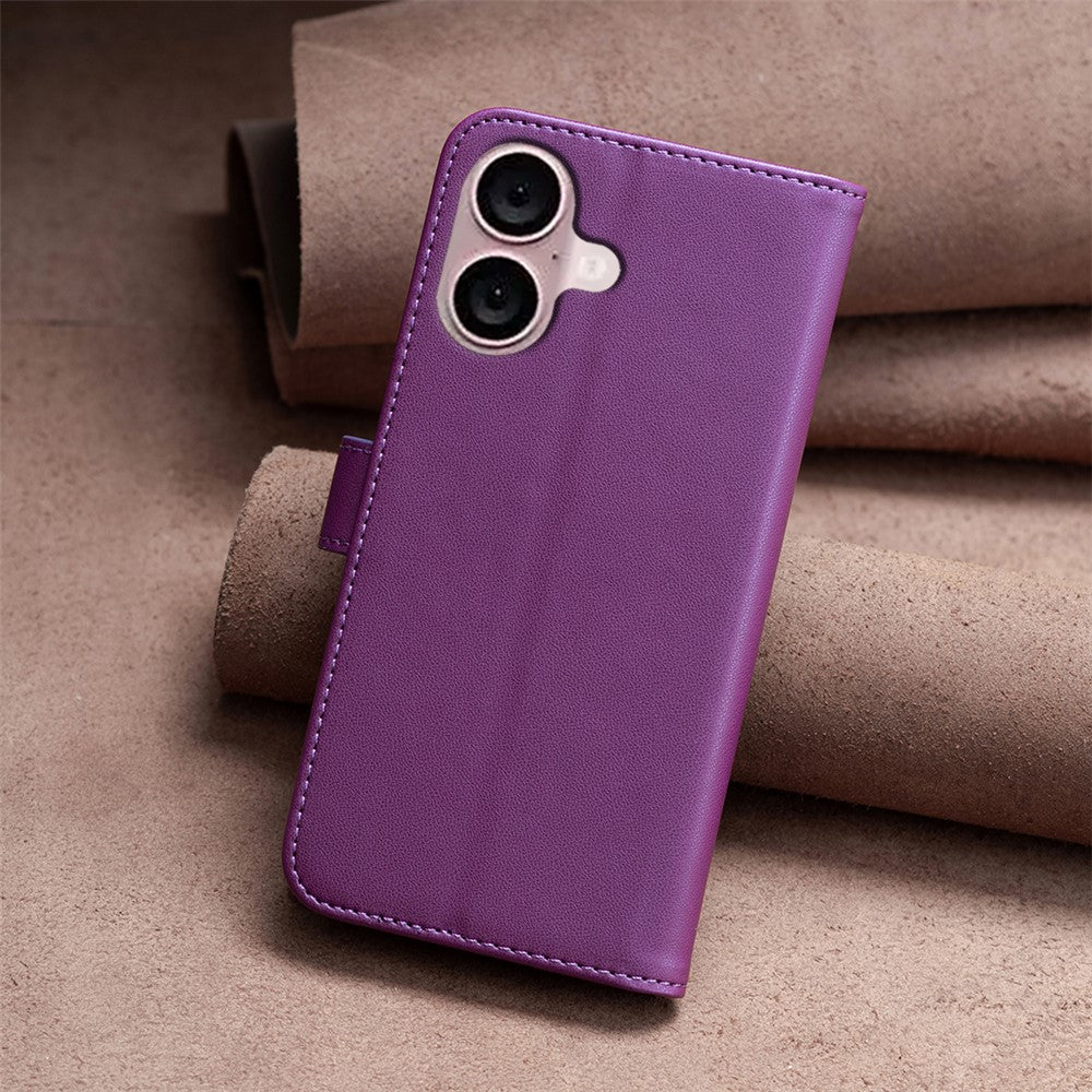 BINFEN COLOR BF17 For iPhone 16 Plus Anti-Scratch Shell PU Leather Stand Phone Case Wallet Cover