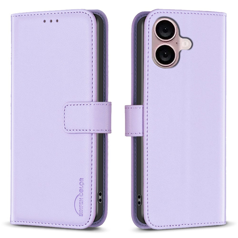 BINFEN COLOR BF17 For iPhone 16 Plus Anti-Scratch Shell PU Leather Stand Phone Case Wallet Cover