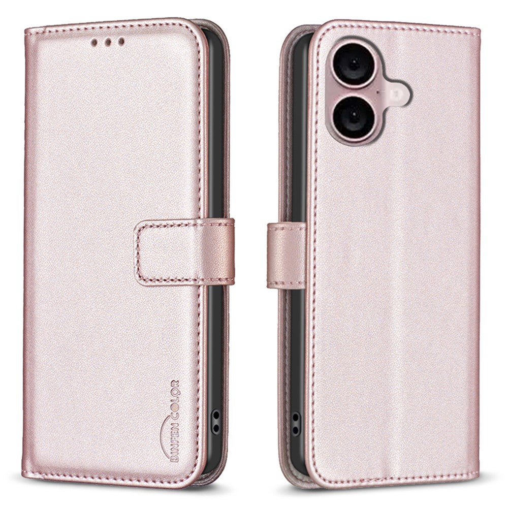 BINFEN COLOR BF17 For iPhone 16 Plus Anti-Scratch Shell PU Leather Stand Phone Case Wallet Cover