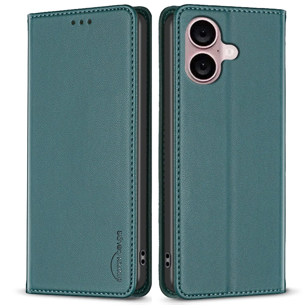 BINFEN COLOR BF18 For iPhone 16 Plus Case Magnetic Closing Leather Anti-scratch Phone Cover