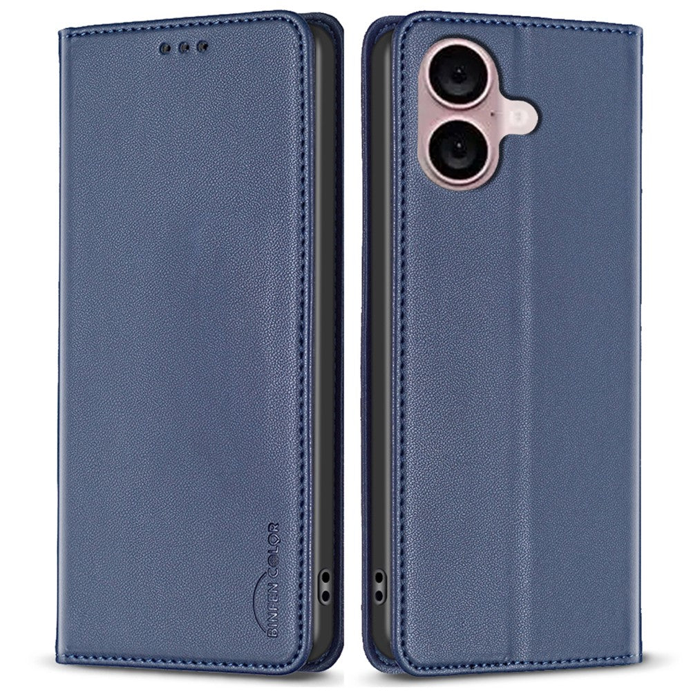 BINFEN COLOR BF18 For iPhone 16 Plus Case Magnetic Closing Leather Anti-scratch Phone Cover