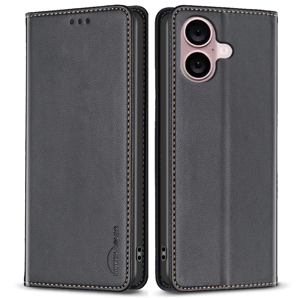 BINFEN COLOR BF18 For iPhone 16 Plus Case Magnetic Closing Leather Anti-scratch Phone Cover