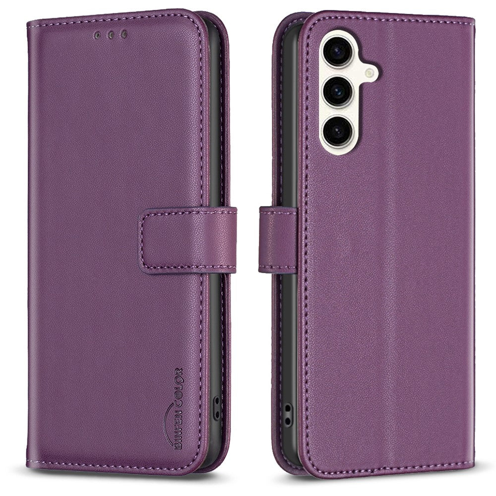 BINFEN COLOR BF17 til Samsung Galaxy S24 FE Shell PU læder stander telefonetui pungetui