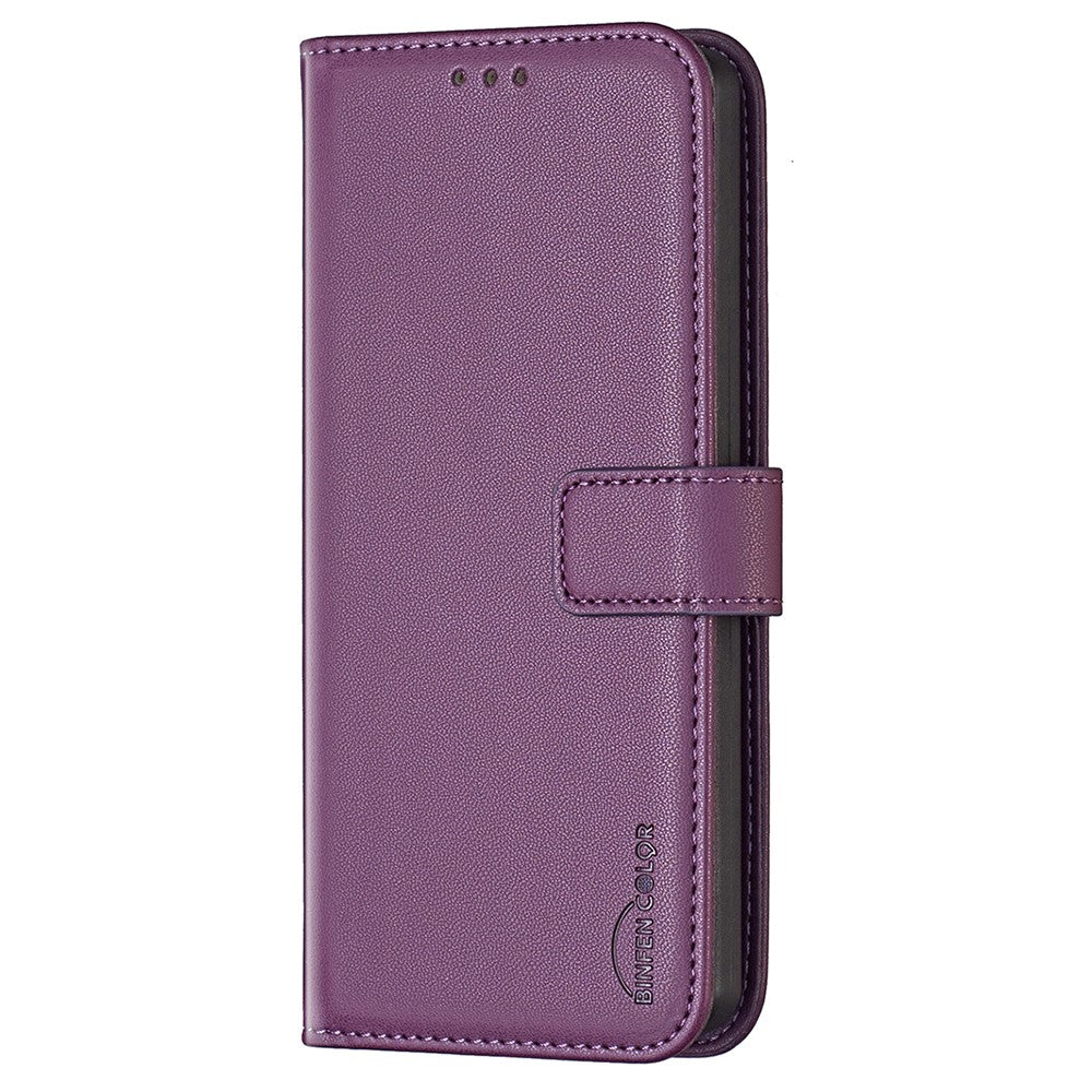 BINFEN COLOR BF17 til Samsung Galaxy S24 FE Shell PU læder stander telefonetui pungetui