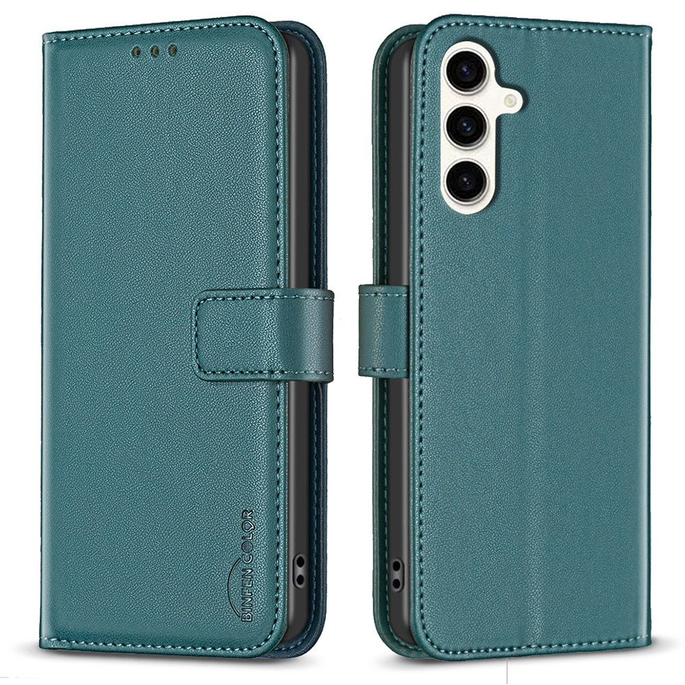 BINFEN COLOR BF17 til Samsung Galaxy S24 FE Shell PU læder stander telefonetui pungetui