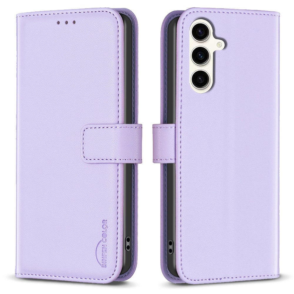 BINFEN COLOR BF17 til Samsung Galaxy S24 FE Shell PU læder stander telefonetui pungetui