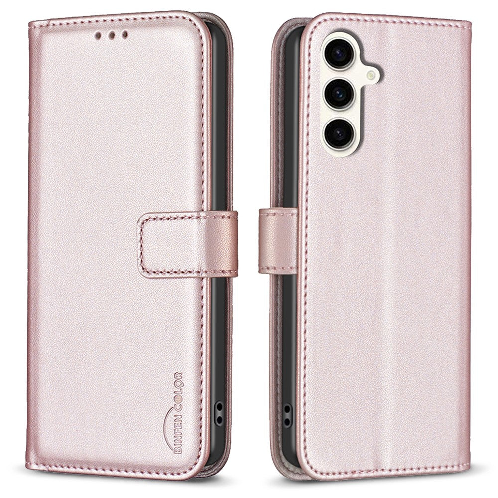 BINFEN COLOR BF17 til Samsung Galaxy S24 FE Shell PU læder stander telefonetui pungetui
