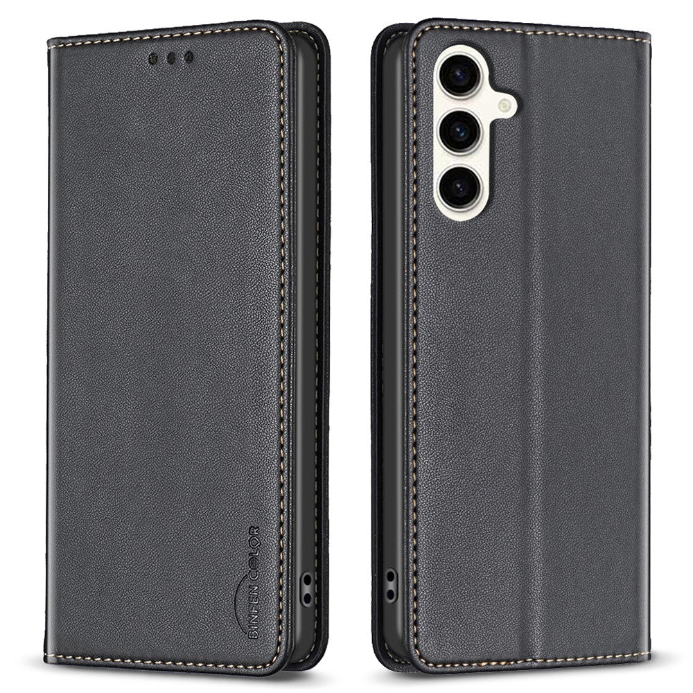 BINFEN COLOR BF18 til Samsung Galaxy S24 FE Etui PU Læder Kortholder Telefon Cover