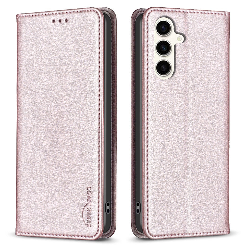 BINFEN COLOR BF18 til Samsung Galaxy S24 FE Etui PU Læder Kortholder Telefon Cover